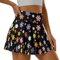 thumbnail image 1 of SEANATIVE Womens Tennis Skirt High Waisted Athletic Skorts Lightweight Pleated Tennis Skirts with Pockets Built-in Shorts Golf Pickleball Workout Skort, 2XL, Groovy Hippie Flower Black, 1 of 7