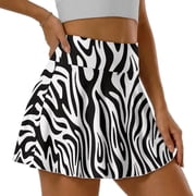 SEANATIVE Womens Tennis Skirt Pleated Athletic Skirts with Pockets High Waist Golf Pickleball Skort Sports Tummy Control Workout Mini Skirts, M, Zebra Print Black White