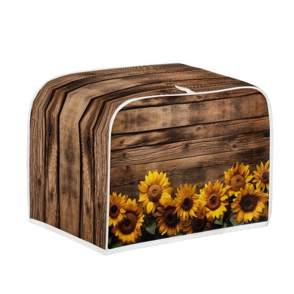SEANATIVE Wood Sunflower 2 Slice Toaster Dust Cover Bread Toaster Oven Easy to Install Cover Kitchen Bakeware Protector Dustproof Fingerprint Protection Gift for Mom Wife Friends