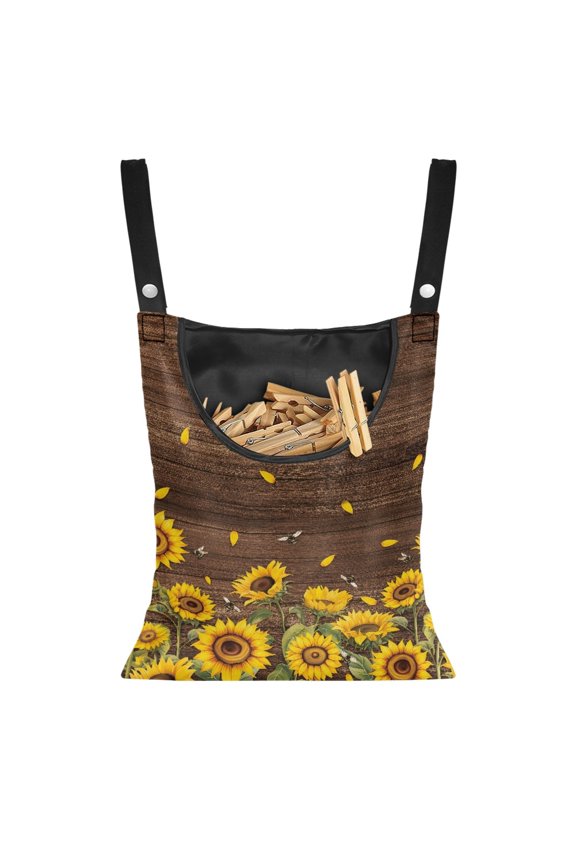 Wood Sunflower Clothespin Bag with Hanging Hook House Clothespin Organizer Clothes Pin Bag Outside Clothes Pins Bag Xmas Decor Christmas Clothes Pin Bag