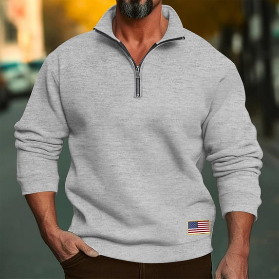 SEAOPEN 1/4 Half Zip Sweatshirts for Men Quarter Zip Pullover Fleece Lined Heather Long Sleeve Golf Shirts Midweight Gray XL