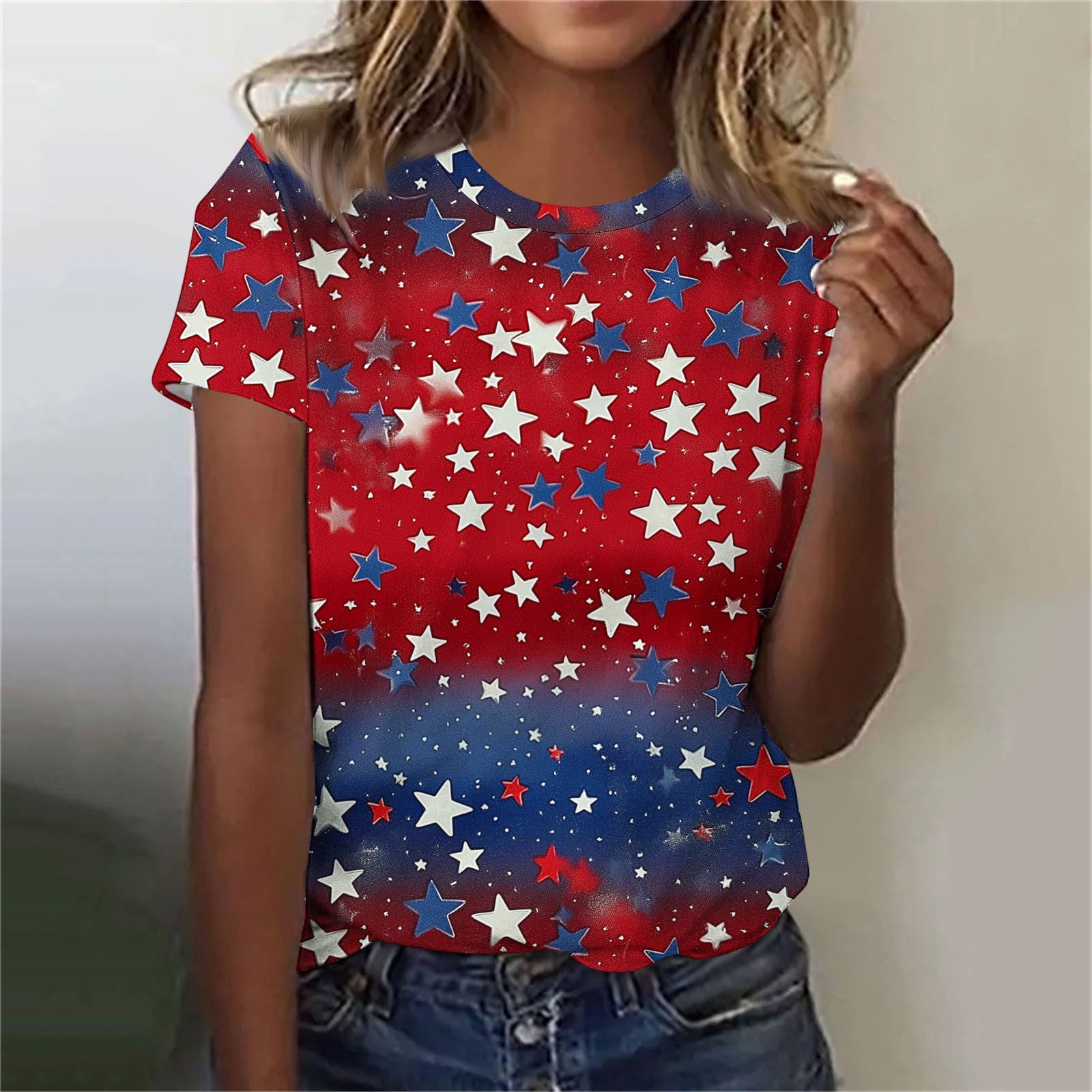 SEAOPEN American Flag Tops for Women Patriotic Shirts for July 4th BBQ ...