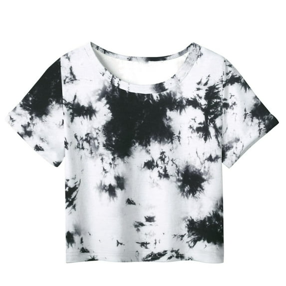 SEAOPEN Baby Girl Tie Dye Graphic Tees for Girls Short Sleeve Tshirts Trendy Summer Tops Loose Fit Tee Shirts Black,7-8