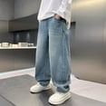 thumbnail image 1 of SEAOPEN Boys Baggy Jeans Elastic Straight fit Stretch Denim Pants Loose Kids Clothes Blue 5 Years, 1 of 7