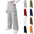 thumbnail image 1 of SEAOPEN Boys Girls Cargo Pants Unisex Kids Casual Joggers Elastic Waist Cargo Sweatpants for Boys Girls Brown 14 Years, 1 of 7