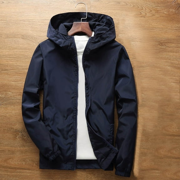 SEAOPEN Boys Girls Waterproof Rain Jacket Lightweight soft lining Kids Windbreaker Hooded Coat Easy to Fold Navy,7-8Years