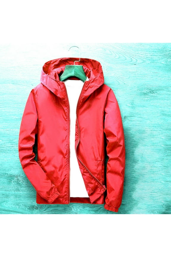 Boys Girls Waterproof Rain Jacket Lightweight soft lining Kids Windbreaker Hooded Coat Easy to Fold Red,7-8Years