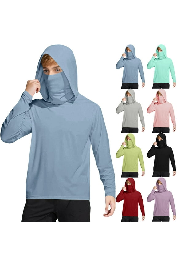 Boys Hoodie, Kids Long Sleeve Sun Protection Hooded Shirts Youth UPF50+ Swim Fishing Water Shirt with Pocket Green 6-7Years