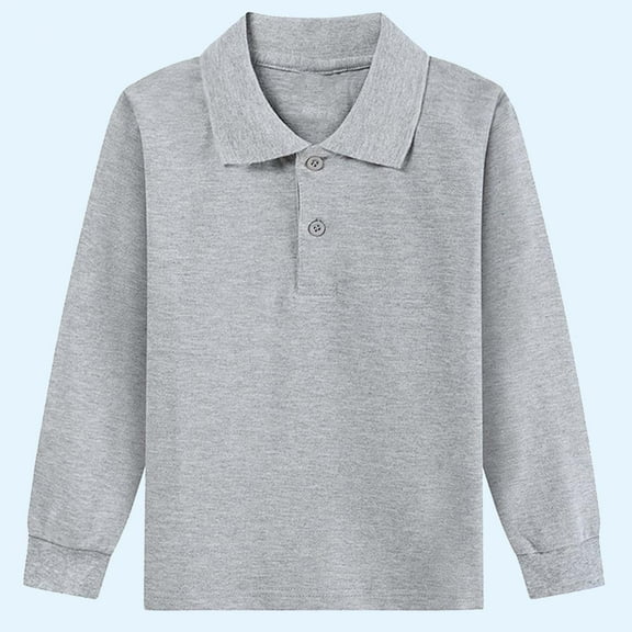 SEAOPEN Boys Long Sleeve Shirt Kids Casual Collared School Uniform Shirts Gray,3 Years