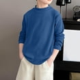 thumbnail image 1 of SEAOPEN Boys Long Sleeve Shirts Solid Color Long Sleeve Shirts for Boy Blue,13 Years, 1 of 4