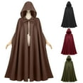 thumbnail image 1 of SEAOPEN Cloak with Hood Women Renaissance Hooded Medieval Cloak Witch Robe Halloween Costume Open Front Witch Wizard Cape Army Green,Free Size, 1 of 7