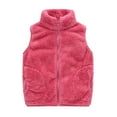 thumbnail image 1 of SEAOPEN 18Months-7Years Girls' Boys Sherpa Fleece Vest Outwear Lightweight Solid Color Cute Jacket with Pockets under 10 Hot Pink,3-4 Years, 1 of 6