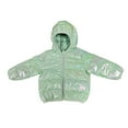 thumbnail image 1 of SEAOPEN Deals 3-10 Years Girls Metallic Shine Hooded Puffer Jacket Packable Warmth Padded Winter Coat Fall Savings Mint Green,110, 1 of 3