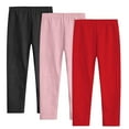 thumbnail image 1 of SEAOPEN 3 Pack Girls Leggings Thick Cotton Leggings for Girls Kids Full Length Girls Pants Stretchy Today Red,5 Years, 1 of 6