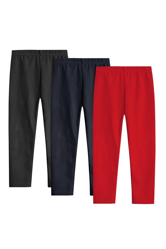 3 Packs Girls Winter Cotton Fleece Lined Leggings Thick Thermal Pants Tights Full Length Warm Clothes for Kids Sale Red,7 Years