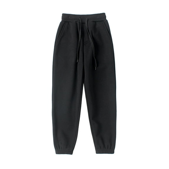 SEAOPEN Deals 4-12Y Girl's and Boys Sweatpants Kids Active Jogger Pants Casual Athletic Pull On Pants with Drawstring Pockets Black,5 Years