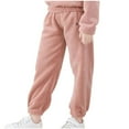 thumbnail image 1 of SEAOPEN Boys Girl Kids Fleece Joggers Casual Elastic Waist Warm Pants Fall Winter Pant with Pockets Pink,6 Years, 1 of 6