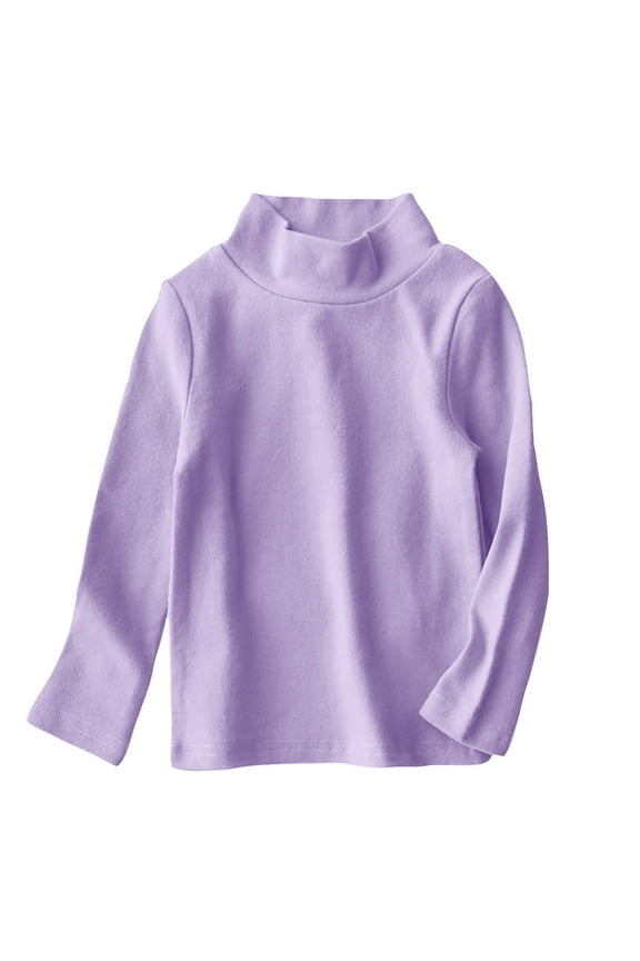 Boys Girls Turtleneck Fleece Tops Long Sleeve Kids Solid Thermal T Shirts under 10 Purple,3 Years