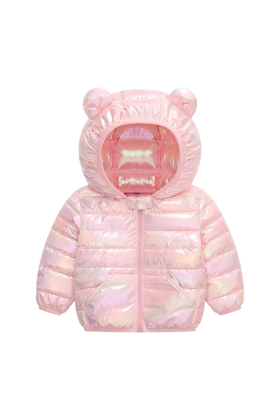Cute Baby Girls Jacket Kids Boys Down with Ear Hoodie Spring Girl Clothes Infant Children's Clothing For Boys Coat Today Pink,4 Years