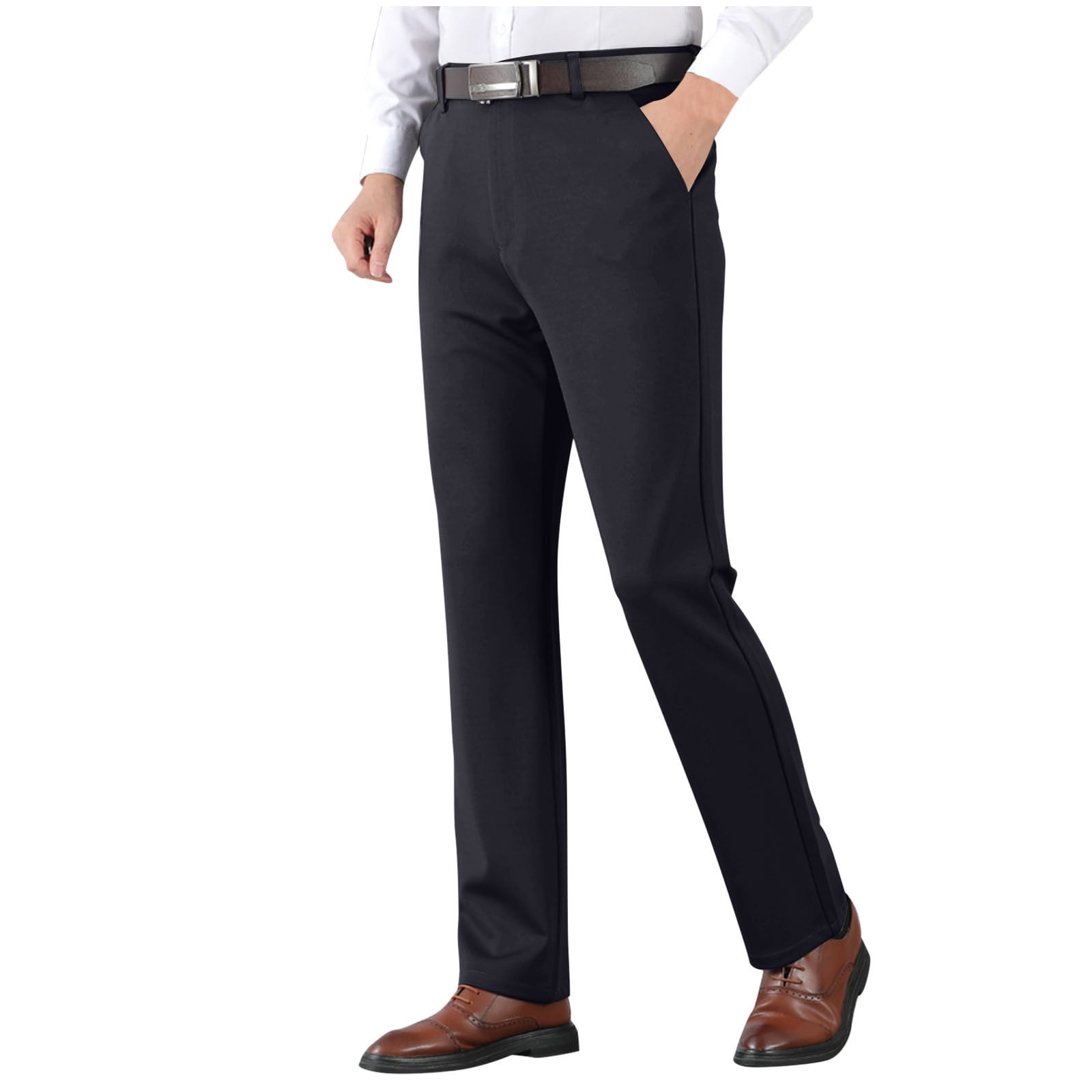 Htigea Dress Pants for Men Big and Tall Pants Front Flat Work Office ...