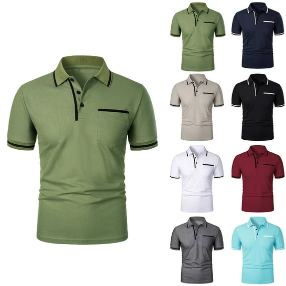SEAOPEN Fashionable Men's Short Sleeved Solid Color Casual Pocket Turndown Collar Blouse Shirt Gray,XL