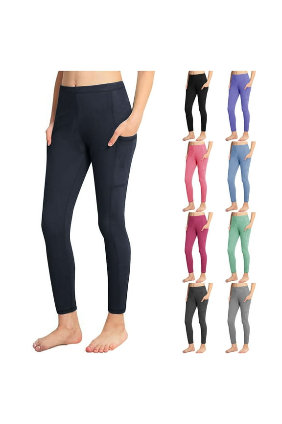 Girl's Leggings with Pockets, Ankle Length Athletic Yoga Pants for Kids Clothes Sale Black,4 Years