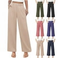 thumbnail image 1 of SEAOPEN Girl's Uniform Pants Kids High Waisted Wide Leg Dress Pants Casual Trousers with Pockets Purple,5 Years, 1 of 6