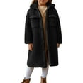 thumbnail image 1 of SEAOPEN Girls Fuzzy Fleece Jacket Casual Button Down Sherpa Overcoat Faux Fur Jackets Outwear 4-15 Years Black,140, 1 of 6