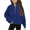 thumbnail image 1 of SEAOPEN Girls Half Zip Sweatshirt Fleece Quarter Zip Pullover Sweatshirts Fall Clothes for Teen Girls Thumb Hole Dark Blue,150/11Y, 1 of 4