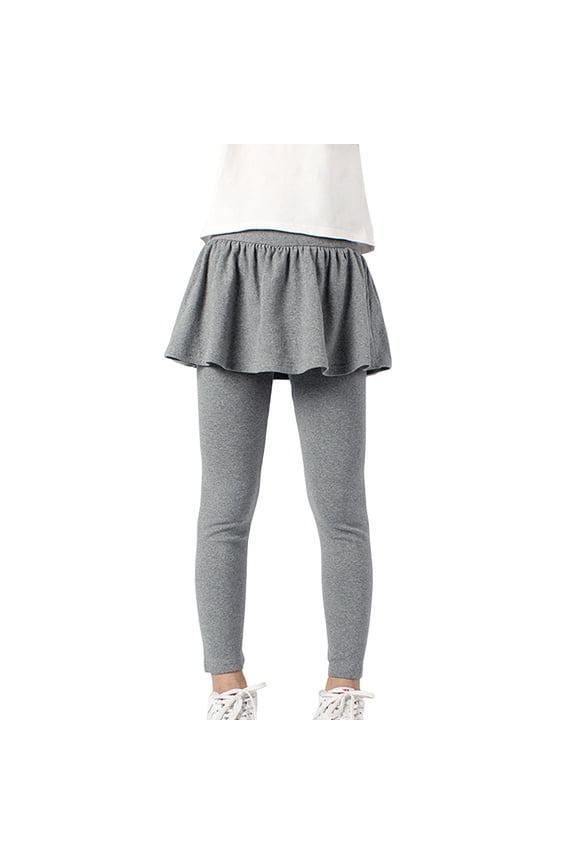Girls School Uniform Pants Kids Clothes Ruffle Tutu Leggings with Skirt Footless Skirt Pants Cotton Ruffle Tutu Pants Today Sales Gray,5-6 Years