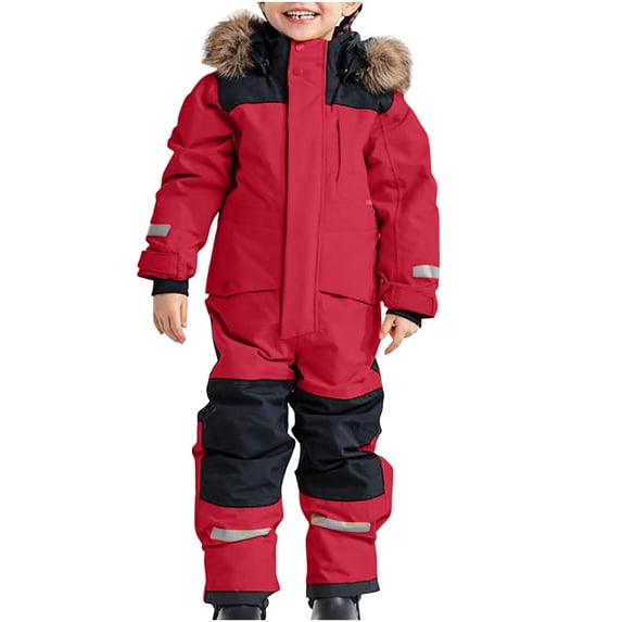 SEAOPEN Kid Ski Suit Boys Girls Windproof Waterproof Ski Jacket and Pants Sets Winter Ski and Snowboarding Suit Red,120