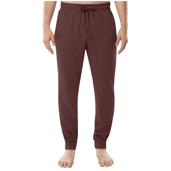 Htigea Men's Casual Chino Joggers Pants Cotton Twill Elastic Drawstring Waist Tapered Pants with Pockets Wine,L