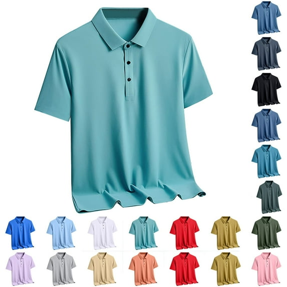 SEAOPEN Men's Casual Shirts Classic Button Big and Tall Basic Short Sleeve Shirt Solid Color Tees Golf Stylish Tops Today Khaki,5XL