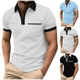 thumbnail image 1 of SEAOPEN Men's Quarter Zip Shirts Contrast Collar Knit Golf Shirt Short Sleeve Tops Today White,M, 1 of 6