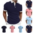 thumbnail image 1 of SEAOPEN Men's Short Sleeve Shirts Lightweight Button T-Shirts Basic Casual Shirts Today Navy,L, 1 of 6