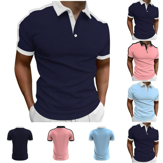 SEAOPEN Men's Short Sleeve Shirts Lightweight Button T-Shirts Basic Casual Shirts Today Navy,L