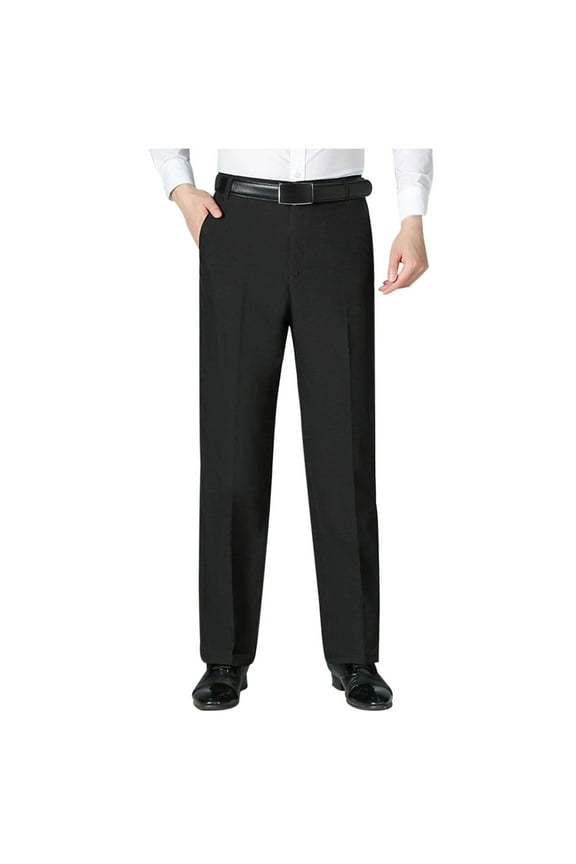 Men's Slim Fit Dress Pants Stretch Casual Business Suit Pants Waist Golf Pants under 10 Black,M
