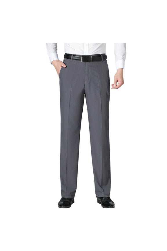 Men's Slim Fit Dress Pants Stretch Casual Business Suit Pants Waist Golf Pants under 10 dollars Gray,S