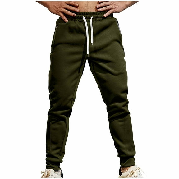 Htigea Men's Sweatpants with Zipper Pockets,Soft Stretch Joggers Pants for Men,Casual Athletic Workout Pants for Running Today Army Green,XXL