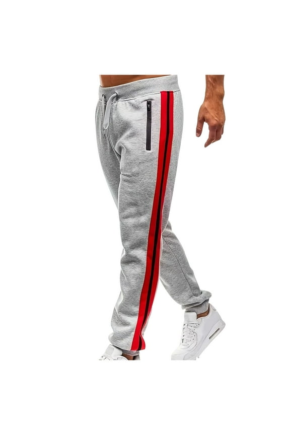 Men's Sweatpants with Zipper Pockets Tapered Joggers Drawstring Waist Athletic Gym Running Workout Track Pants under 10 dollars Gray,XXL