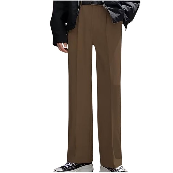 SEAOPEN Mens Golf Dress Pants with Pockets Stretch Slim Fit Lightweight Quick Dry Chino Trousers for Work Casual Travel Today Brown,XL