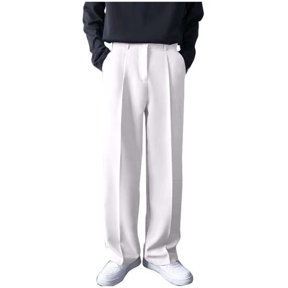 SEAOPEN Mens Golf Dress Pants with Pockets Stretch Slim Fit Lightweight Quick Dry Chino Trousers for Work Casual Travel Today White,XL