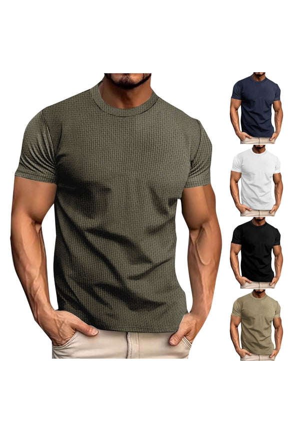 Mens Henley Shirts Long Sleeves Waffle Texture Button Tee Tops Casual Lightweight Pullover Shirt Army Green,3XL