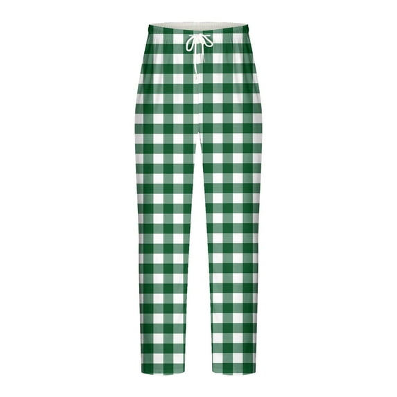 Htigea Mens Pajama Pants Plaid Lounge Pants Pj Bottoms with Pockets Drawstring Elastic Waistband Today Green,L