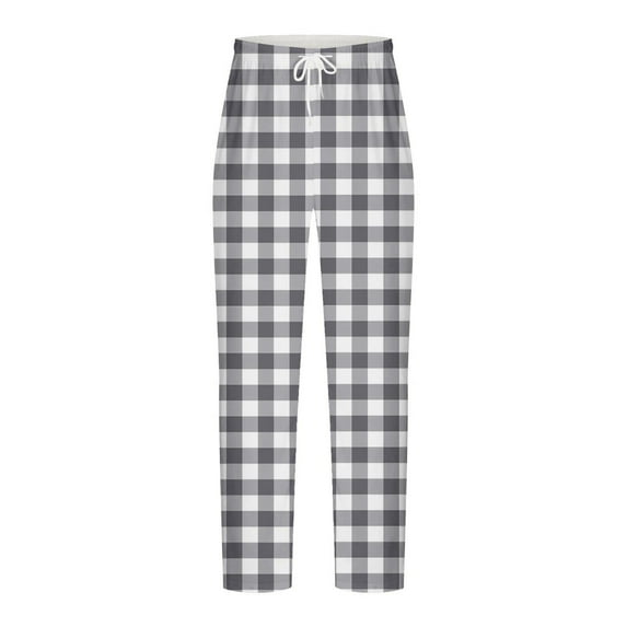 Htigea Mens Pajama Pants Plaid Lounge Pants Pj Bottoms with Pockets Drawstring Elastic Waistband Today Sales Gray,S