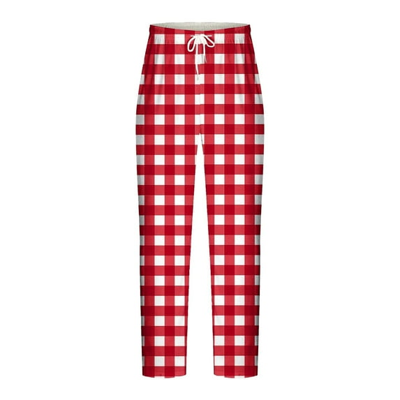 Htigea Mens Pajama Pants Plaid Lounge Pants Pj Bottoms with Pockets Drawstring Elastic Waistband Today Sales Red,S