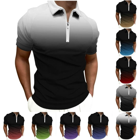 SEAOPEN Mens Quarter-Zip V Neck Shirts Slim Fit Short Sleeve Athletic T-Shirt Henley Shirt Today Watermelon Red,M