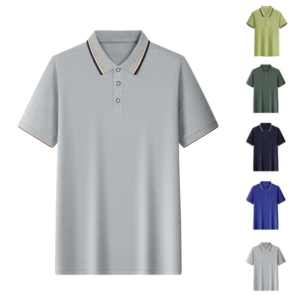 SEAOPEN Mens Shirts Men Summer Casual Buttons Turn-Down Collar Short Sleeve Loose Shirt Tops Army Green,5XL