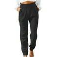 thumbnail image 1 of SEAOPEN Pants for Women High Waisted Wide Leg Linen Trousers Pull On Elastic Smock Waist Loose Flowy Pants Today Black,L, 1 of 6