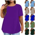 thumbnail image 1 of SEAOPEN Plus Size Summer T Shirts Women Tops Short Sleeve Round Neck Casual Loose Fit Tee Tshirts Tunic Dark Blue,L, 1 of 6